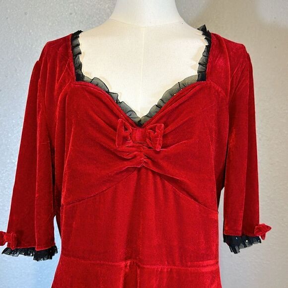 Sourpuss women’s red velvet vivienne dress size XXXL - Picture 4 of 10